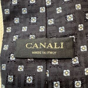 Canali blue Checkered silk Tie made in Italy
